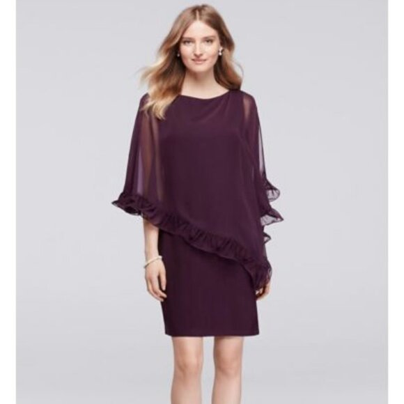 XSCAPE Blush Pink Ruffle Double Layer Cape Party Dress P1814 - Picture 1 of 8
